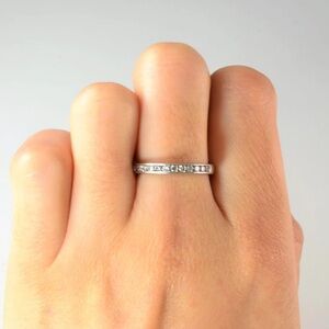 S925 Sterling Silver Semi Eternity Band with Sparkling CZ Gemstones. New.